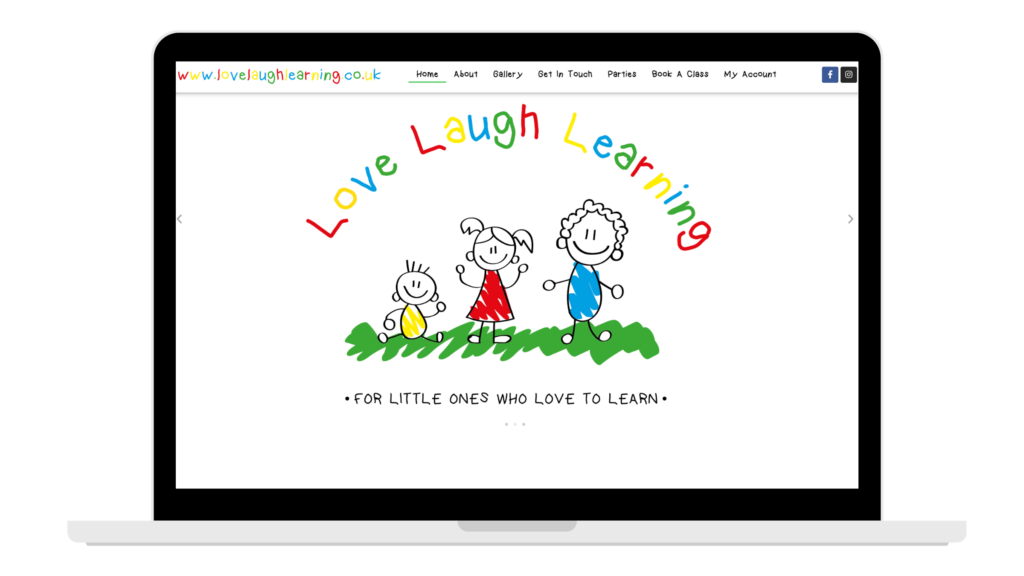 Love Laugh Learning Desktop website showing the bookings and ecommerce website