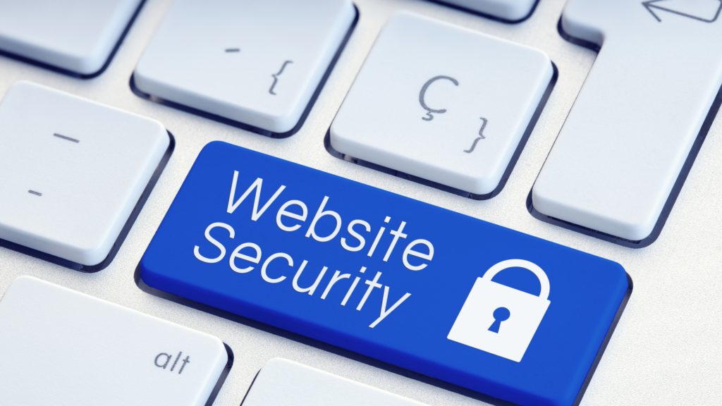WordPress website security image image showing keyboard with a blue shift button and padlock
