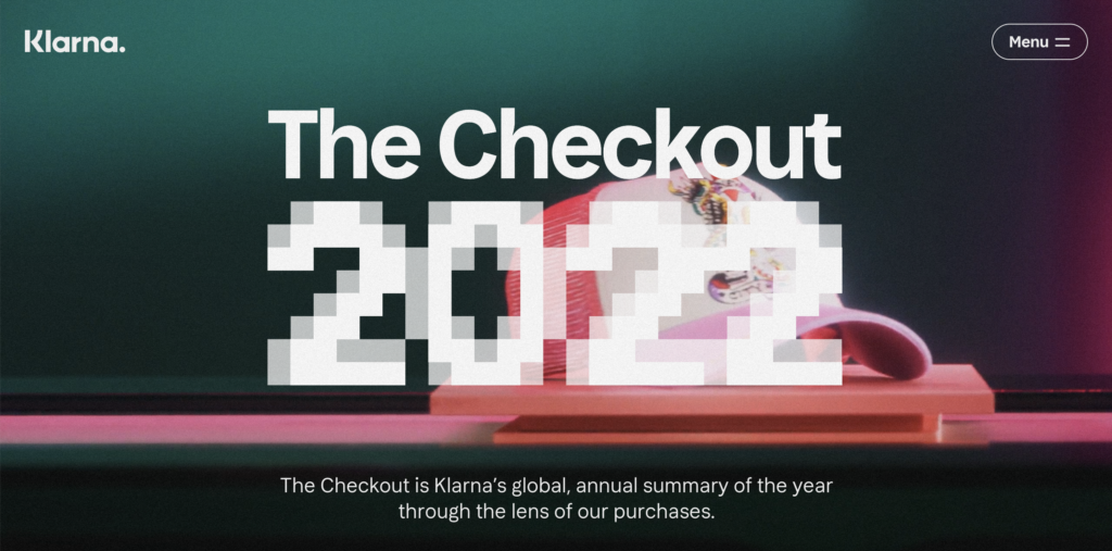 Screenshot of Checkout By Klarna featuring a retro web design look.