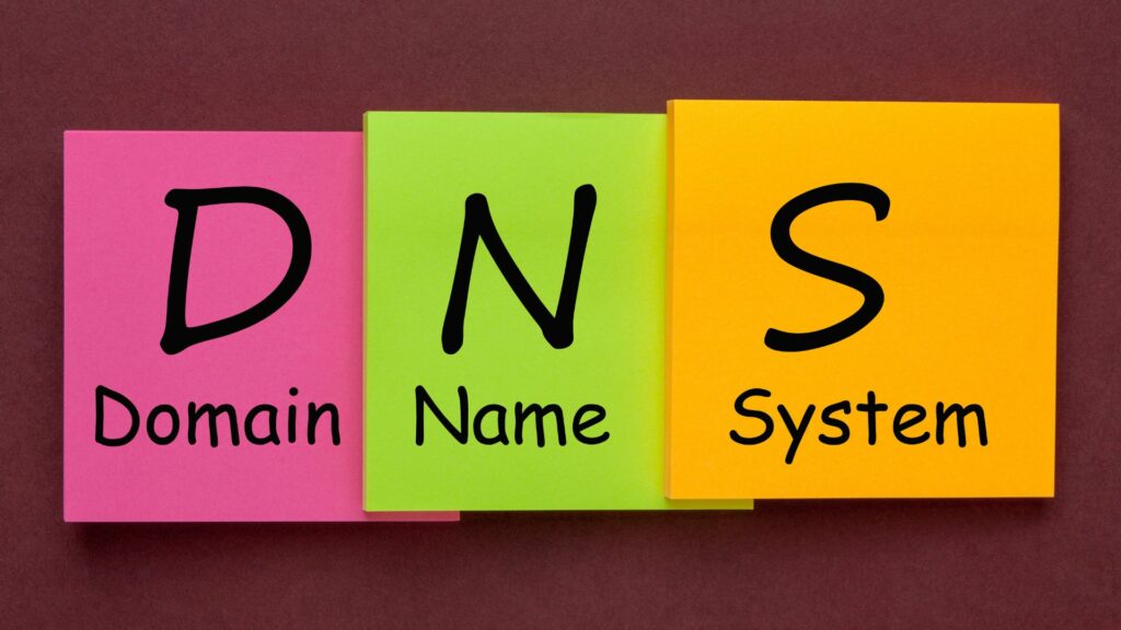sticky notes spelling out dns records